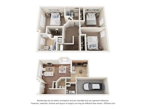 Floor plan for 3 beds, 2 baths, 1563 sqft